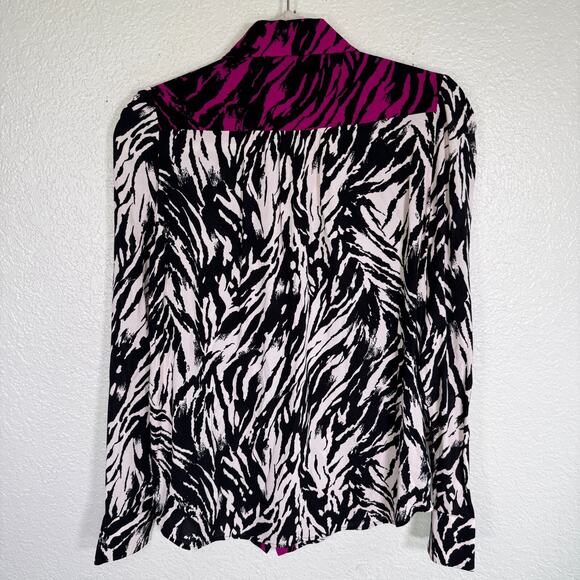 No 21 Top Womens 44 Zebra Animal Button Up Blouse Italy Art to Wear Medium US M - Picture 2 of 12